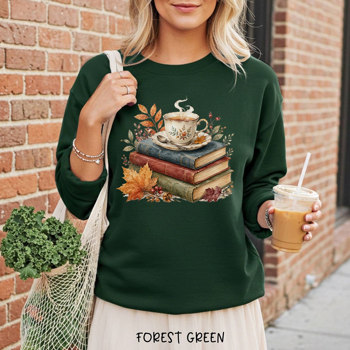 Autumn Cozy Books & Teacup Sweatshirt