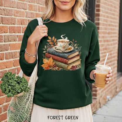 Autumn Cozy Books & Teacup Sweatshirt