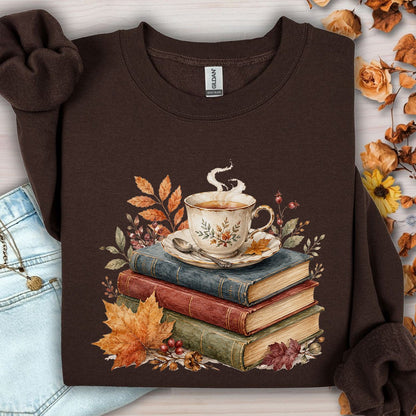 Autumn Cozy Books & Teacup Sweatshirt