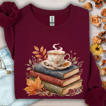 Autumn Cozy Books & Teacup Sweatshirt