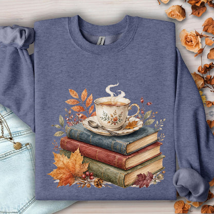 Autumn Cozy Books & Teacup Sweatshirt