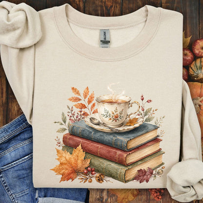 Autumn Cozy Books & Teacup Sweatshirt
