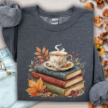 Autumn Cozy Books & Teacup Sweatshirt