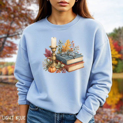 Vintage Autumn Books & Candle Sweatshirt