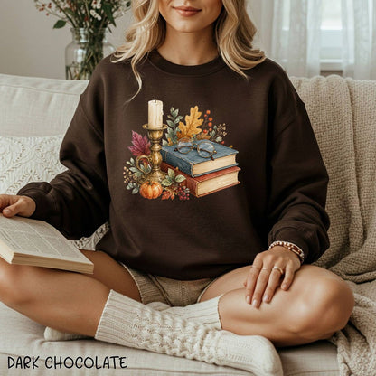 Vintage Autumn Books & Candle Sweatshirt