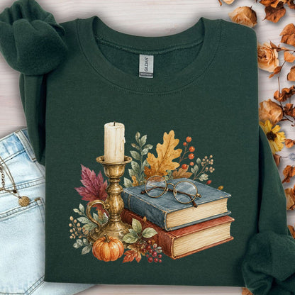 Vintage Autumn Books & Candle Sweatshirt