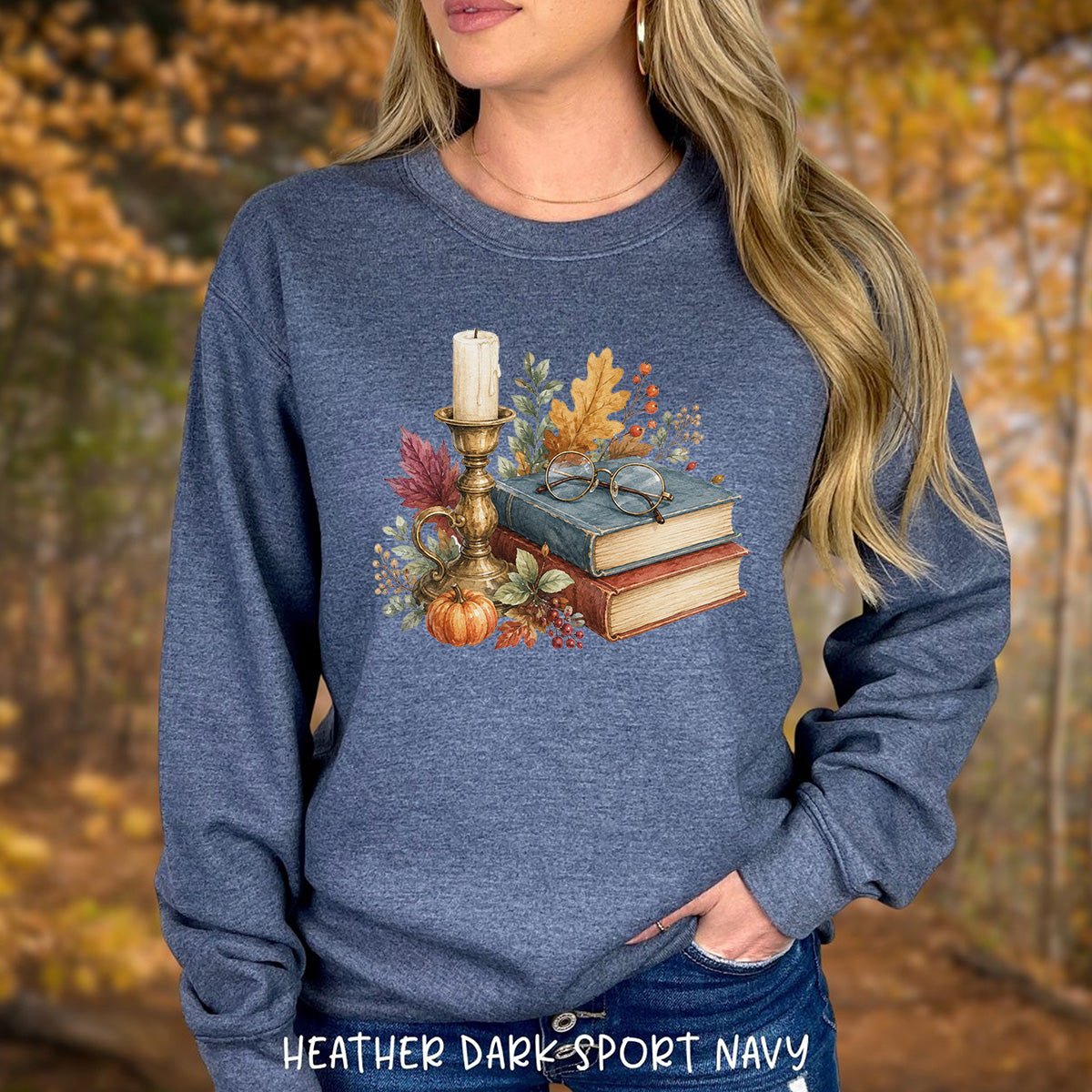 Vintage Autumn Books & Candle Sweatshirt