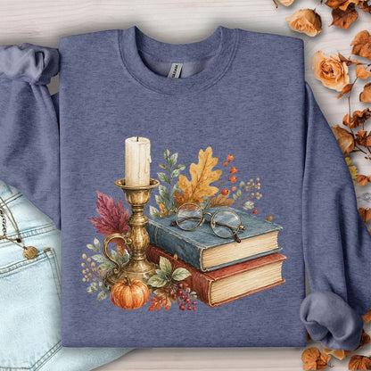 Vintage Autumn Books & Candle Sweatshirt