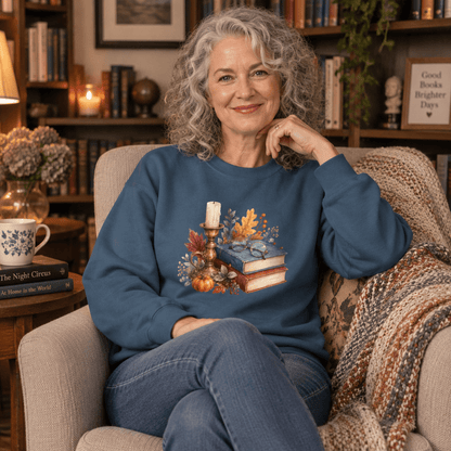 Vintage Autumn Books & Candle Sweatshirt