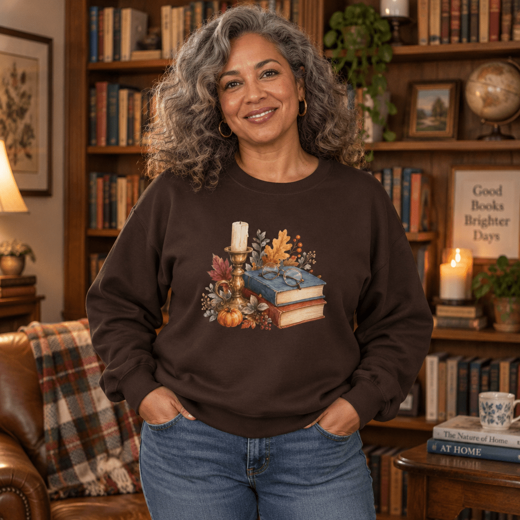 Vintage Autumn Books & Candle Sweatshirt
