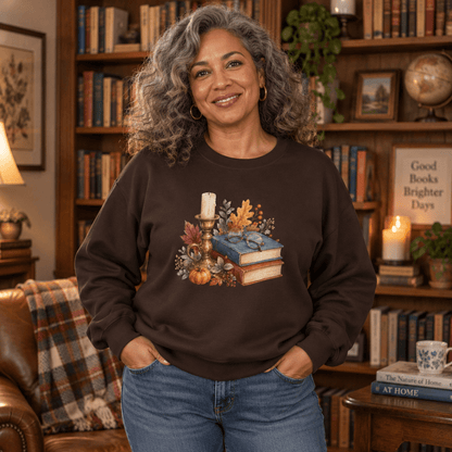 Vintage Autumn Books & Candle Sweatshirt