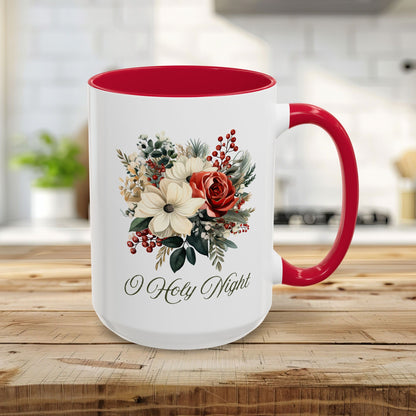 O Holy Night Christmas Floral Mug (11/15oz)