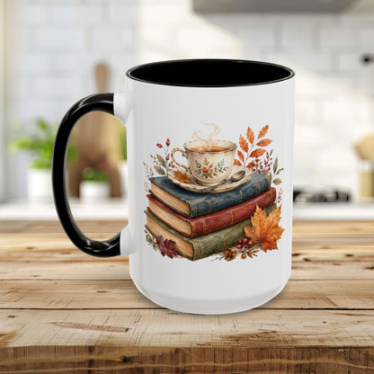 Autumn Cozy Books & Teacup Mug (11/15oz)