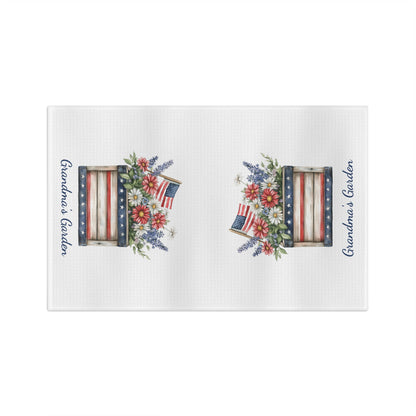 Patriotic Garden Box with Daisies Tea Towel - Personalize