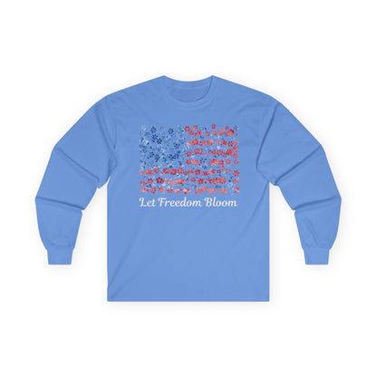 Let Freedom Bloom Floral Flag Long Sleeve Tee