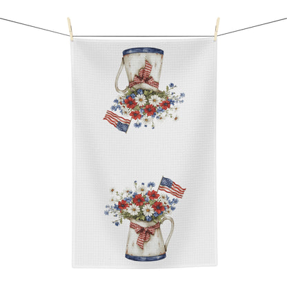 Americana Floral Pitcher with Flag Tea Towel