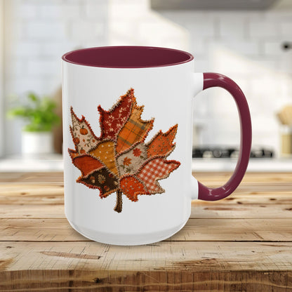 Faux Patchwork Autumn Leaf Mug (11/15oz)