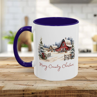 Merry Country Christmas with Red Barn Mug (11/15oz)