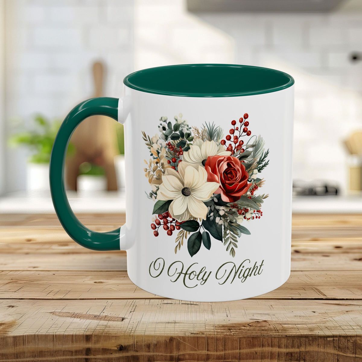 O Holy Night Christmas Floral Mug (11/15oz)