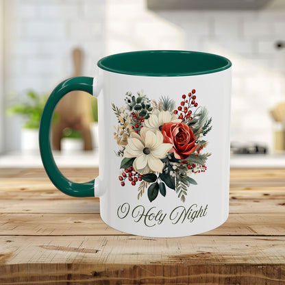 O Holy Night Christmas Floral Mug (11/15oz)