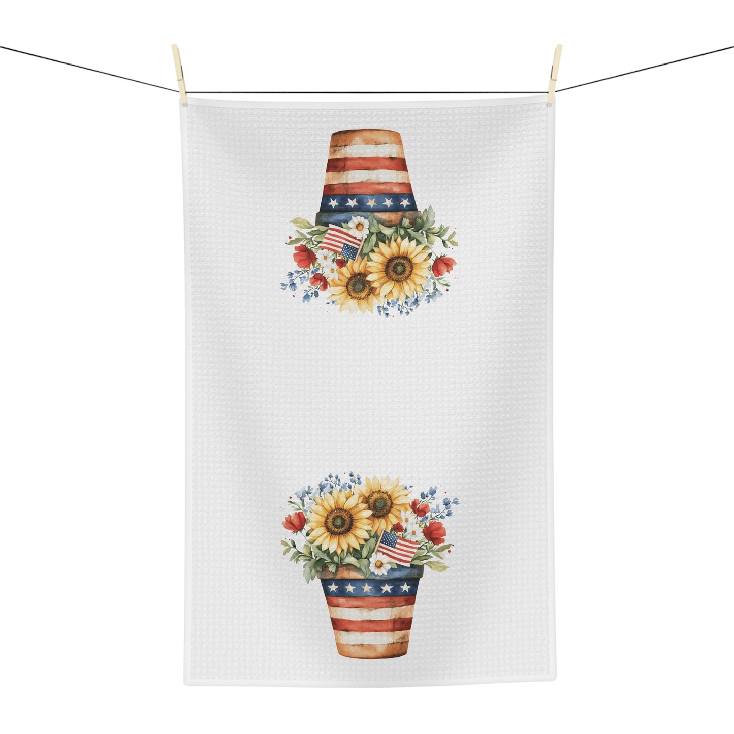 Patriotic Sunflower Bouquet in Pot Tea Towel