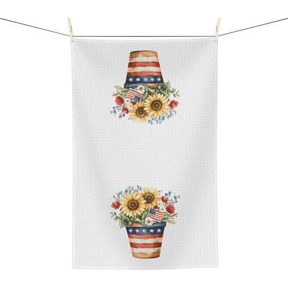 Patriotic Sunflower Bouquet in Pot Tea Towel
