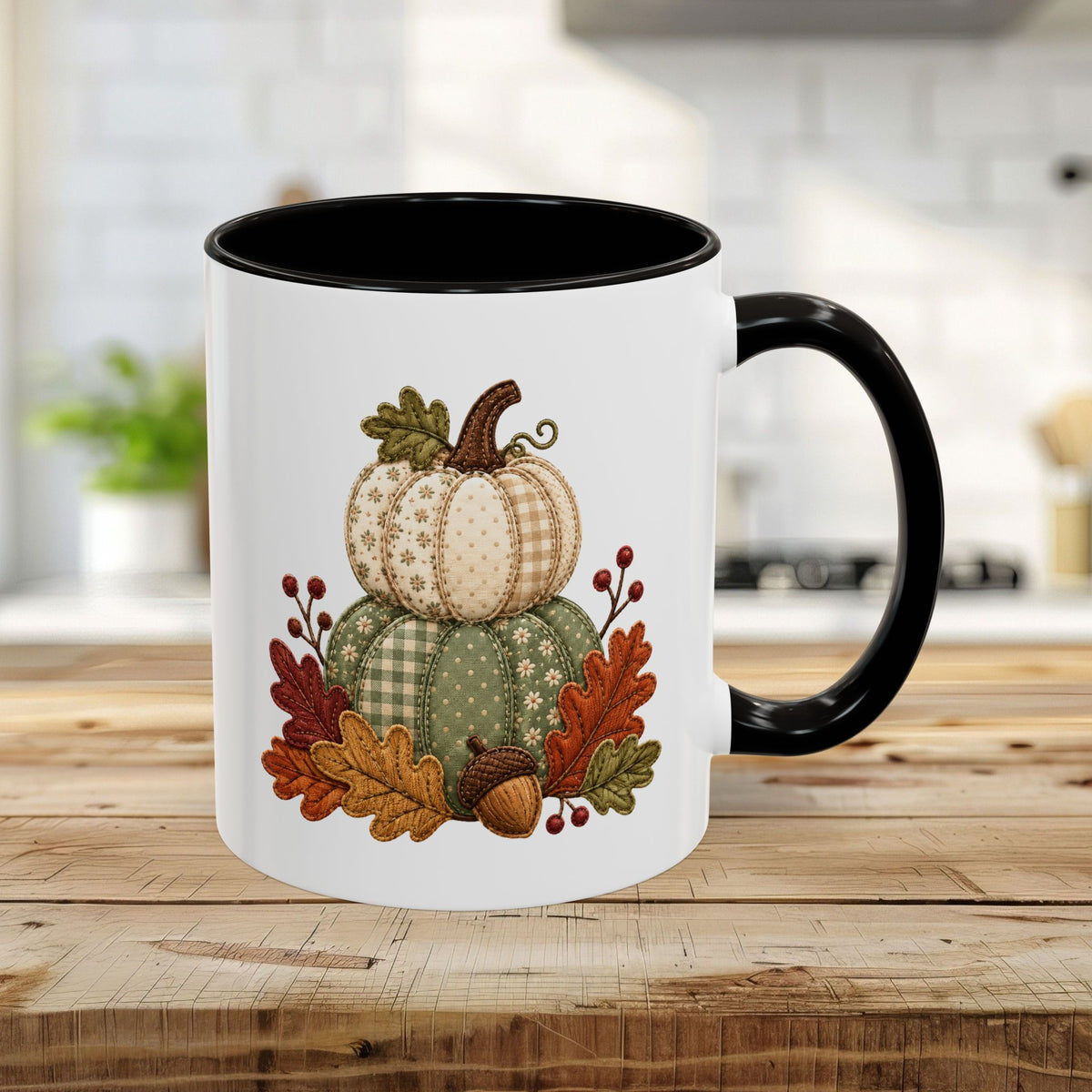 Faux Patchwork Pumpkin Harvest Mug