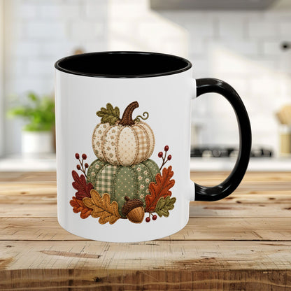 Faux Patchwork Pumpkin Harvest Mug