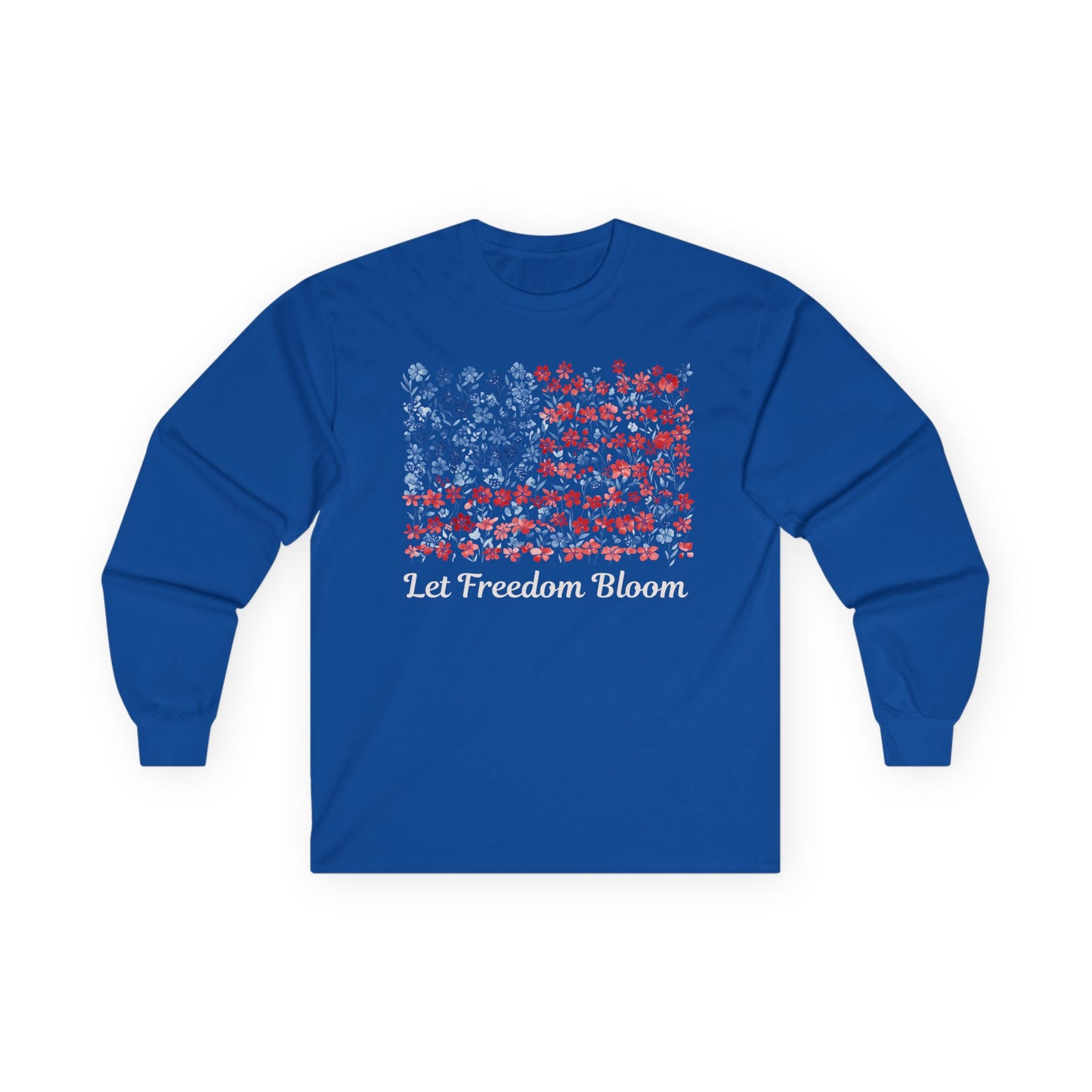 Let Freedom Bloom Floral Flag Long Sleeve Tee