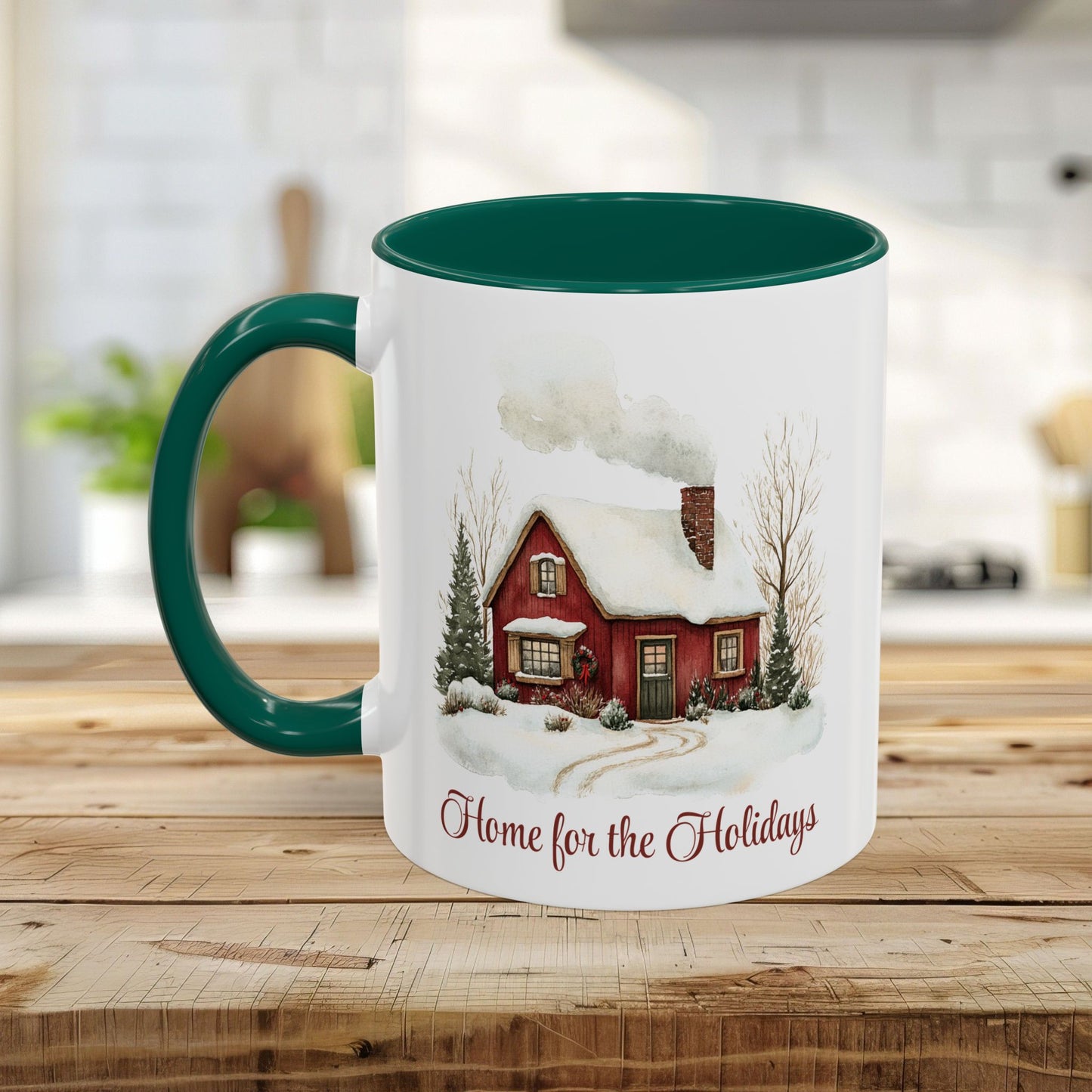 Home for the Holidays Red Cabin Mug (11/15oz)