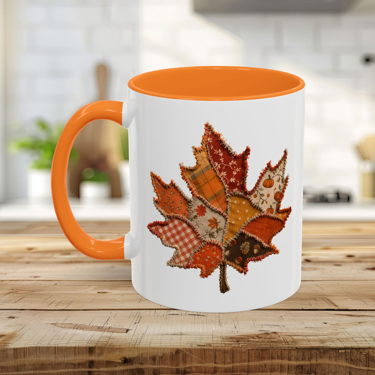 Faux Patchwork Autumn Leaf Mug (11/15oz)