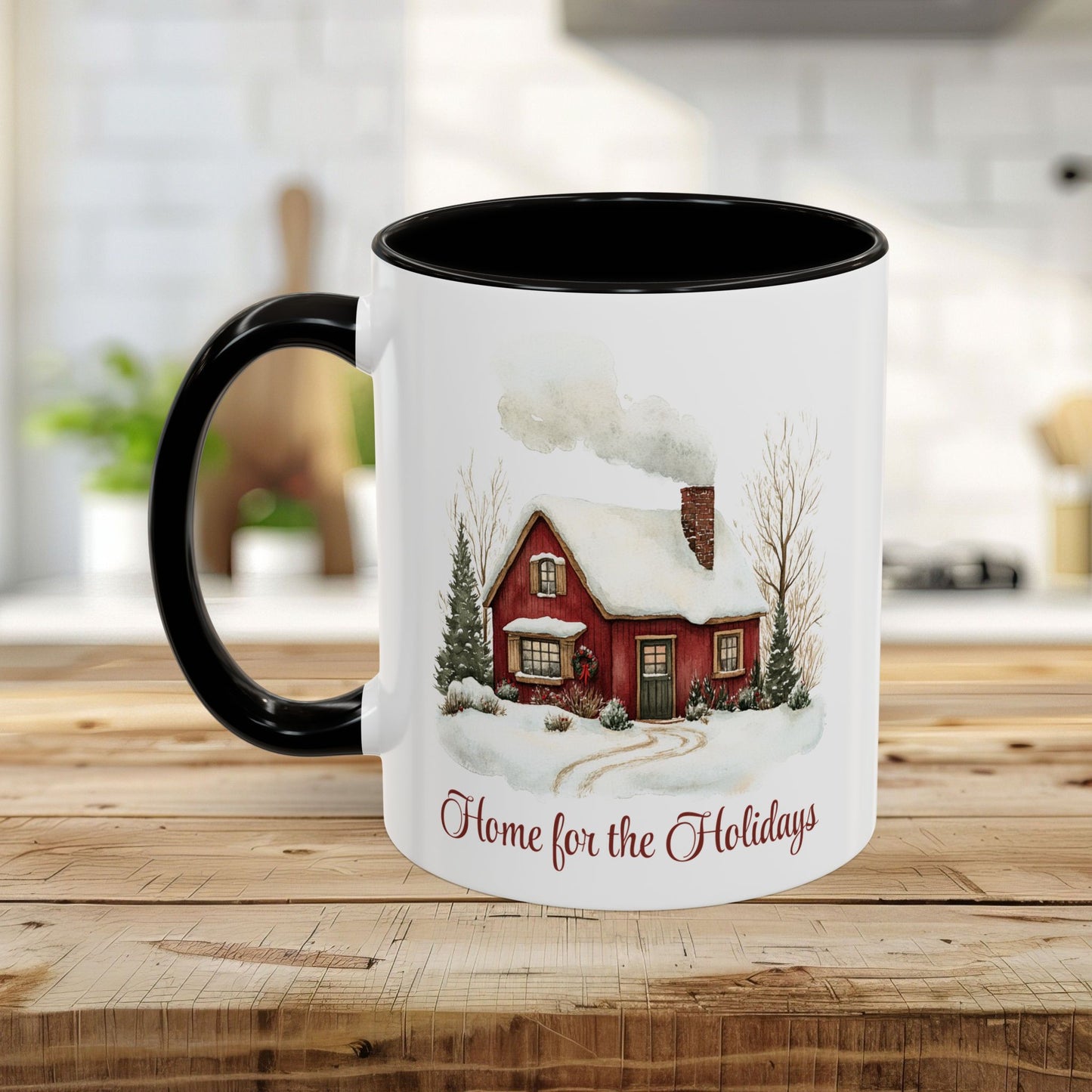 Home for the Holidays Red Cabin Mug (11/15oz)