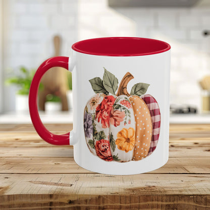 Floral & Plaid Patchwork Pumpkin Mug (11/15oz)