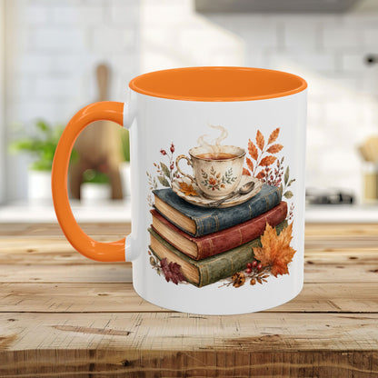 Autumn Cozy Books & Teacup Mug (11/15oz)