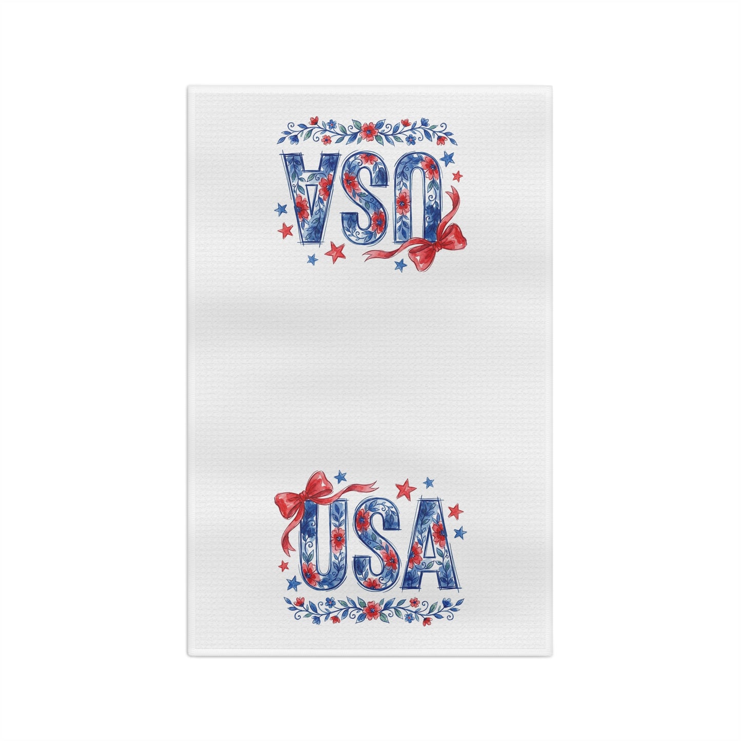 USA Floral Patriotic Bows & Stars Tea Towel