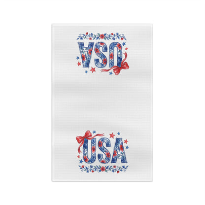 USA Floral Patriotic Bows & Stars Tea Towel