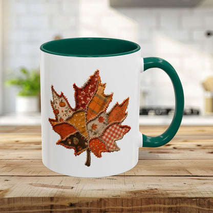 Faux Patchwork Autumn Leaf Mug (11/15oz)