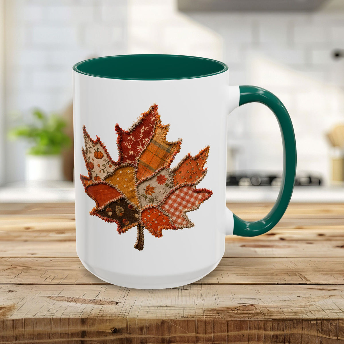 Faux Patchwork Autumn Leaf Mug (11/15oz)