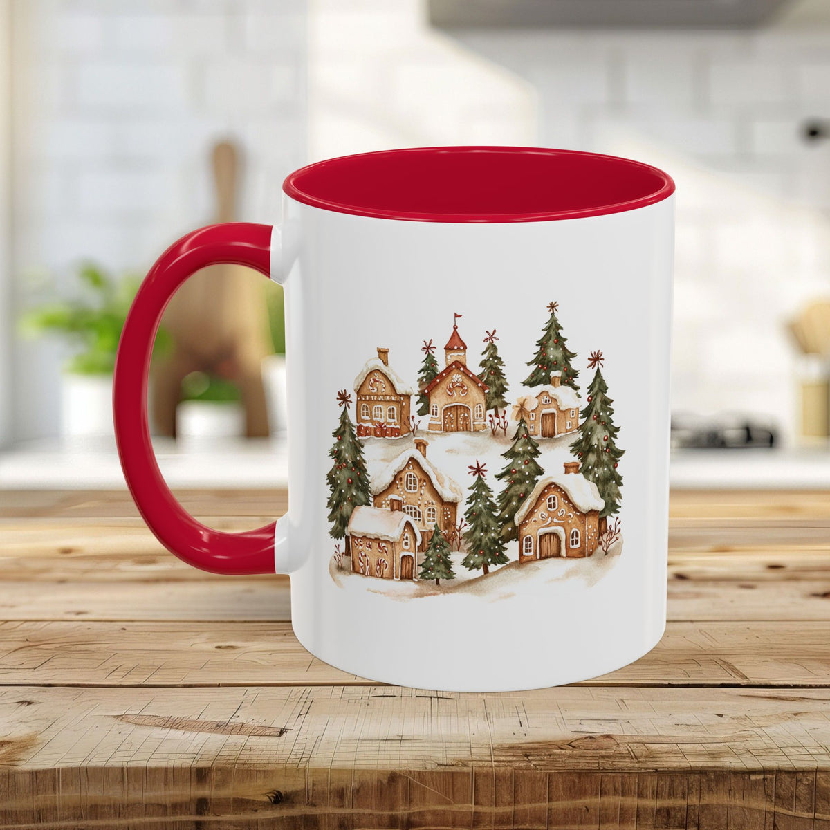 Snowy Holiday Gingerbread Village Mug (11/15oz)