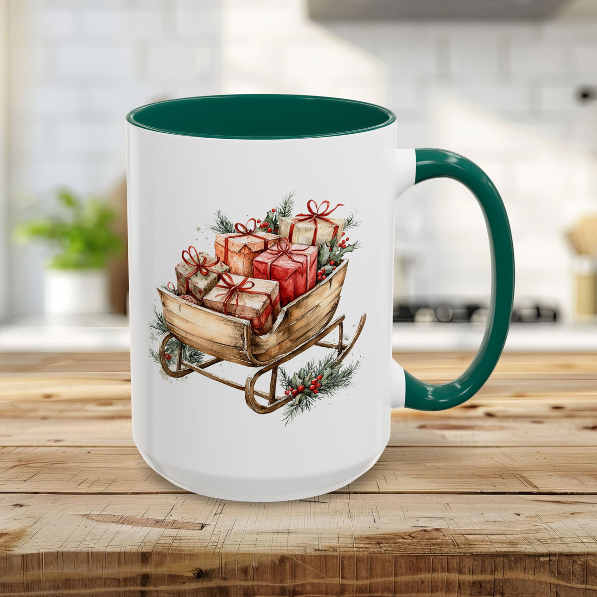 Rustic Christmas Sleigh Mug (11/15oz)