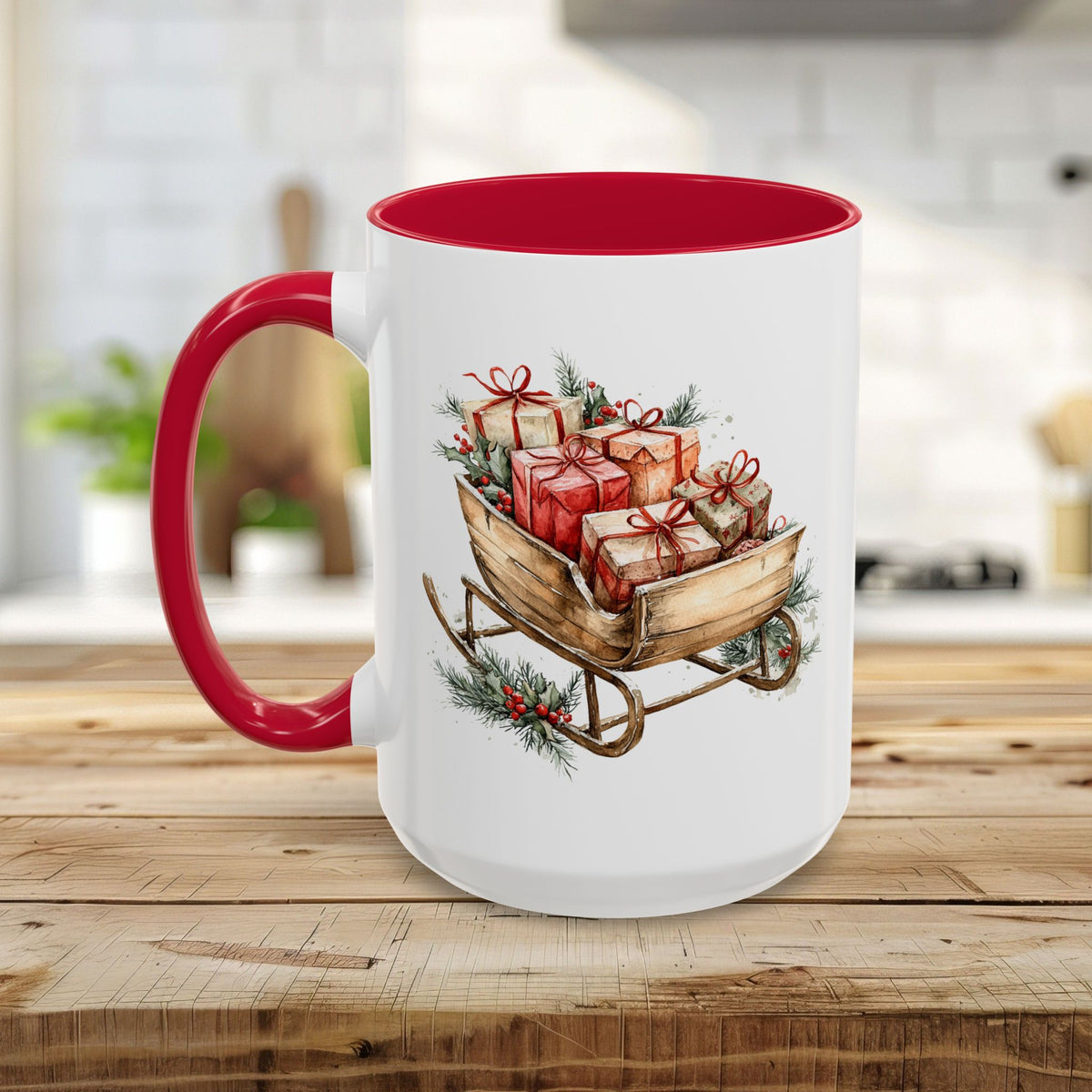 Rustic Christmas Sleigh Mug (11/15oz)