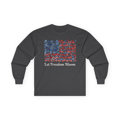 Let Freedom Bloom Floral Flag Long Sleeve Tee
