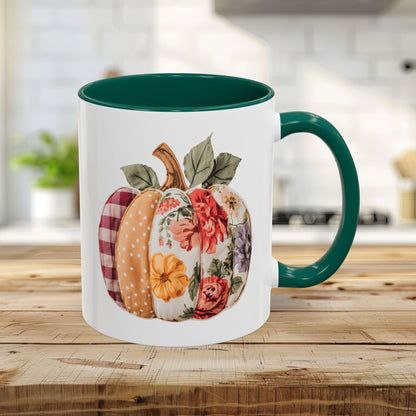Floral & Plaid Patchwork Pumpkin Mug (11/15oz)