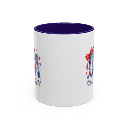 USA Patriotic Floral Bows & Stars Mug (11/15)