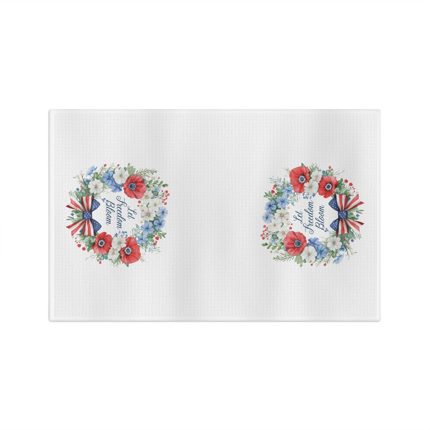 Let Freedom Bloom Patriotic Floral Wreath Tea Towel