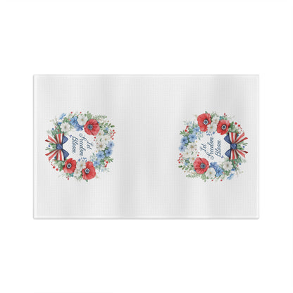Let Freedom Bloom Patriotic Floral Wreath Tea Towel