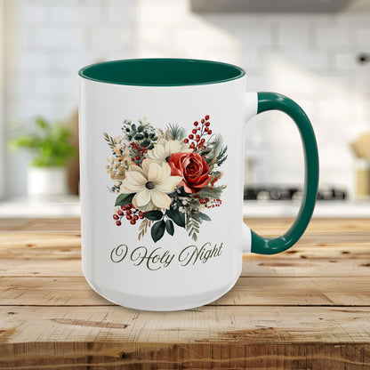 O Holy Night Christmas Floral Mug (11/15oz)