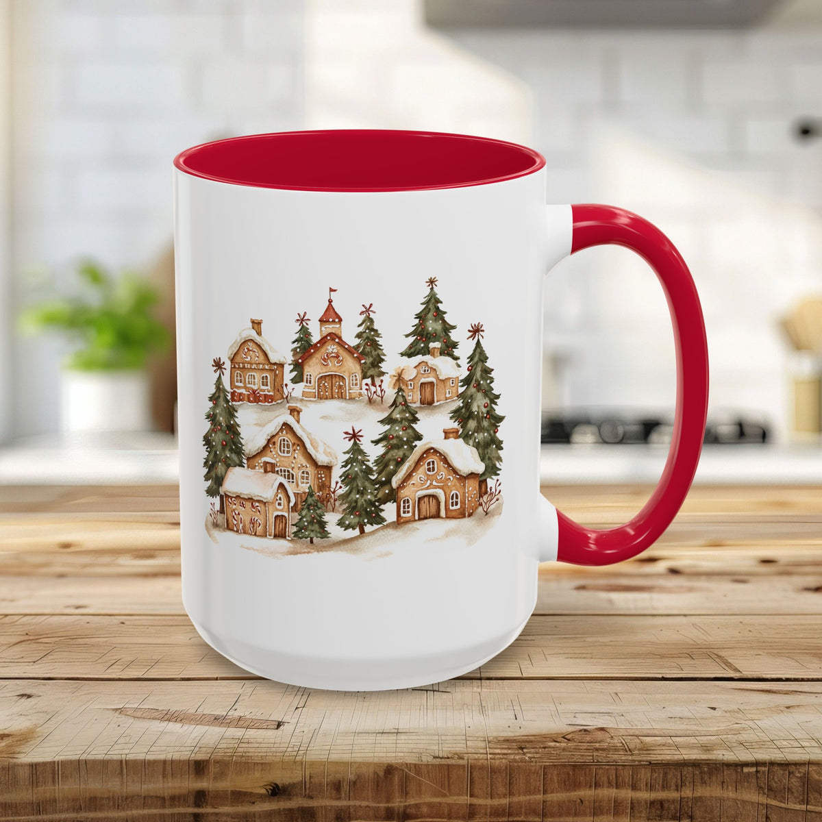 Snowy Holiday Gingerbread Village Mug (11/15oz)