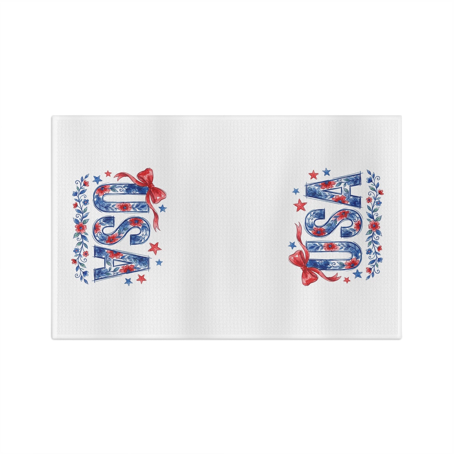 USA Floral Patriotic Bows & Stars Tea Towel