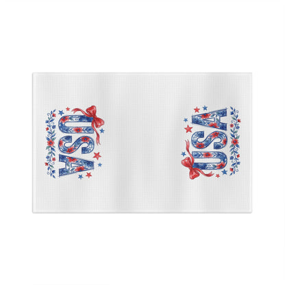 USA Floral Patriotic Bows & Stars Tea Towel